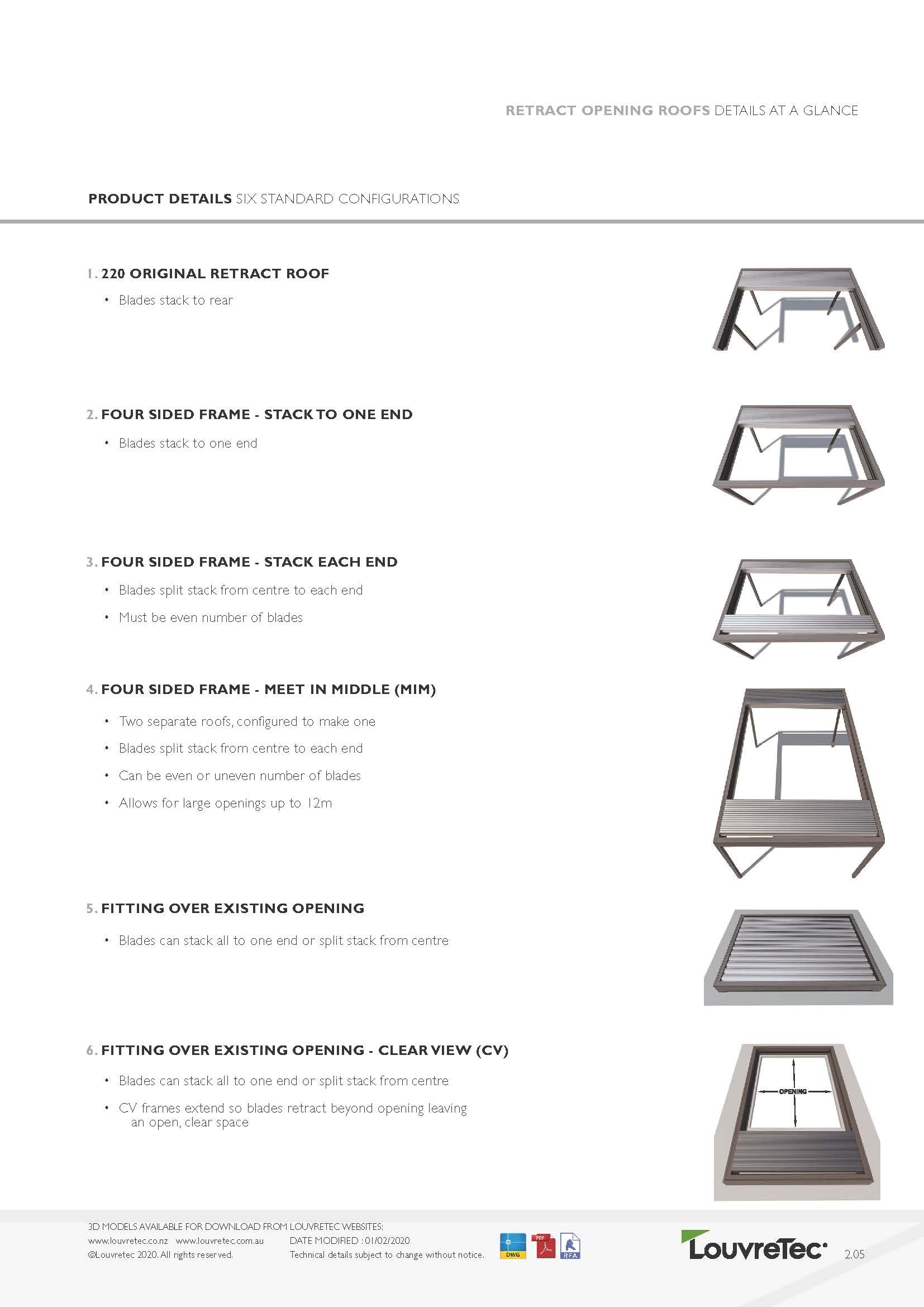 Retract Roof Frame Configurations