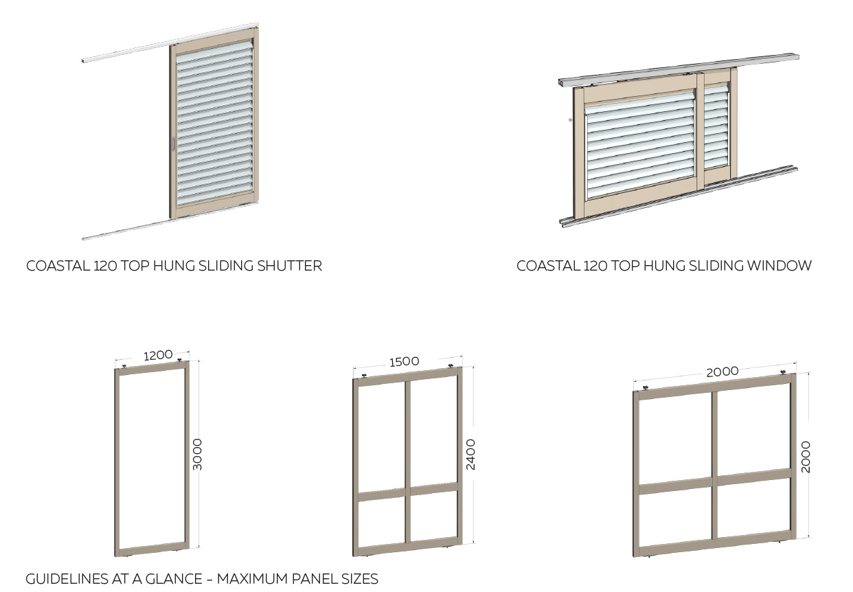 Coastal 120 Top Hung Sliding Shutters