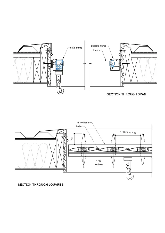 2D Typical Detail Hand Operable Overhead Louvres (Spiral Pivot System) | DM Pg 10.2.07