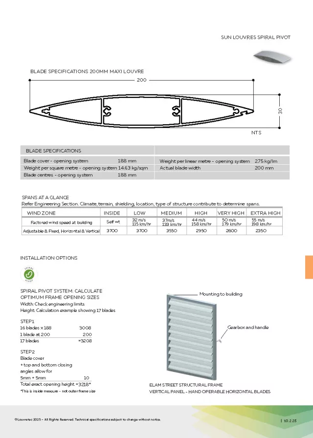 Compatible Spiral Pivot Louvre_200mm Maxi Airfoil | DM 10.2.25 - 10.2.27