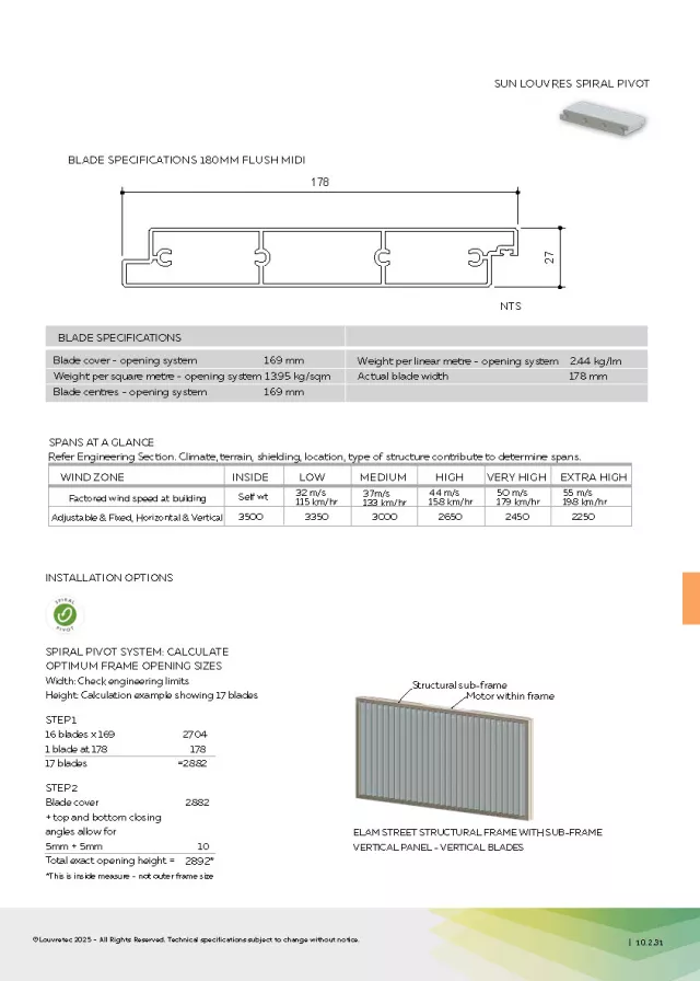 Compatible Spiral Pivot Louvre_180mm Flush Rectangular | DM 10.2.31 - 10.2.32