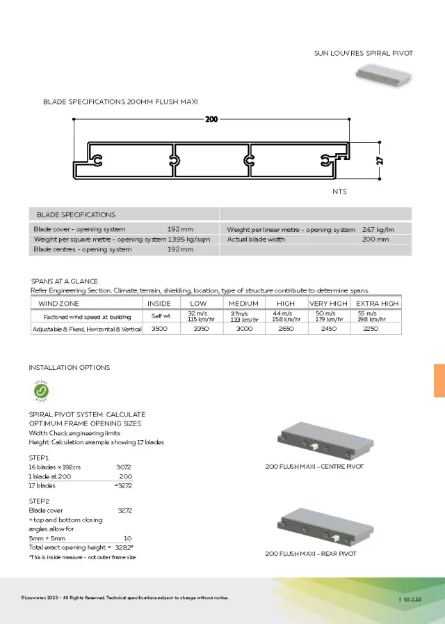 Compatible Spiral Pivot Louvre_200mm Flush Rectangular | DM 10.2.33 - 10.2.35