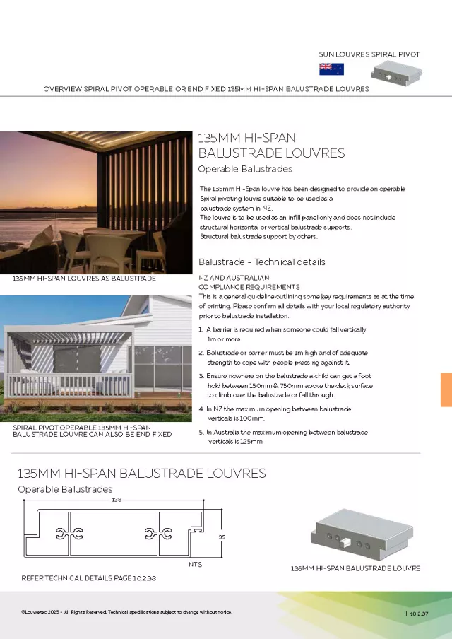 Compatible Spiral Pivot Louvre_135mm Hi-Span Balustrade Rectangular Louvre | DM 10.2.37 - 10.2.40