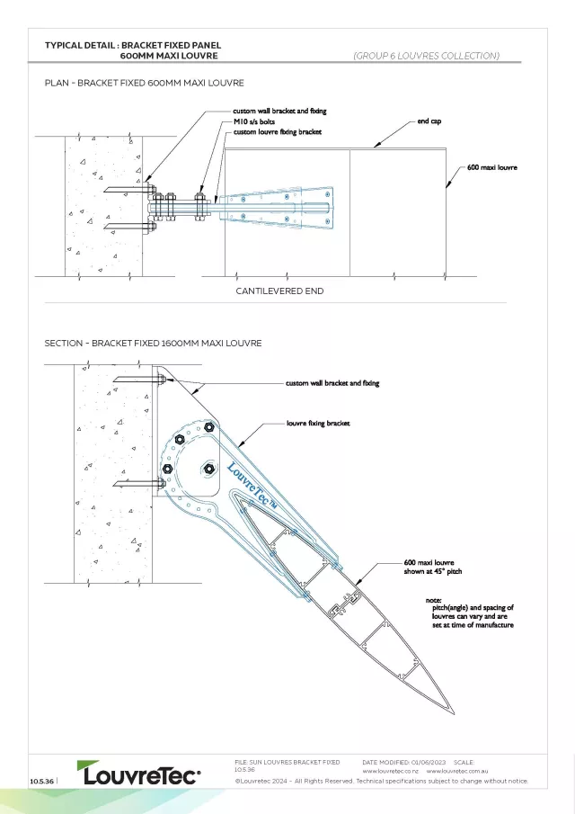 600mm Maxi Louvre Bracket Fixed | DM 10.5.34