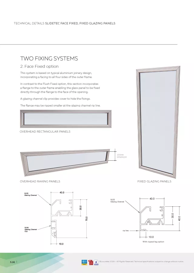 Face Fixed Fixed Glazing Panels | DM 5.36-.40