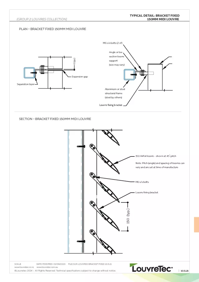 150mm Midi Louvre Bracket Fixed_Panel | DM 10.5.15