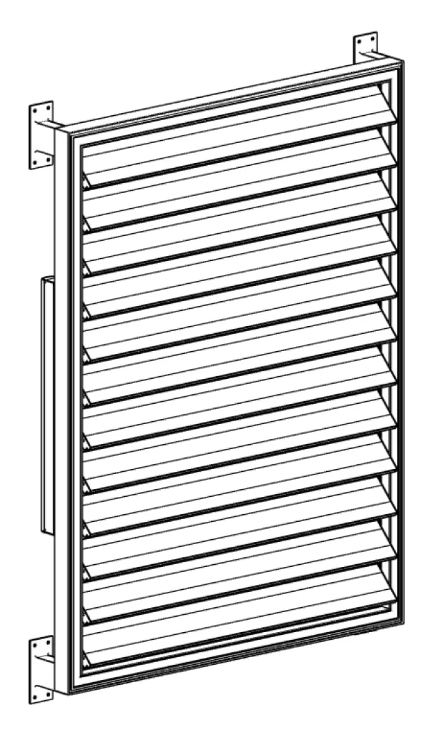 3D Model | Motorised 165 Hi Span Louvres - Horizontal Panel in Stand-Off Frame 