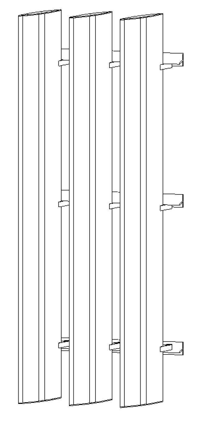 3D Model | 200mm Maxi Louvre Panel Bracket Fixed - Vertical Louvres
