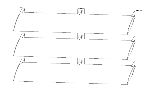 3D Model | 200mm Maxi Louvre Bracket Fixed - Horizontal Louvres