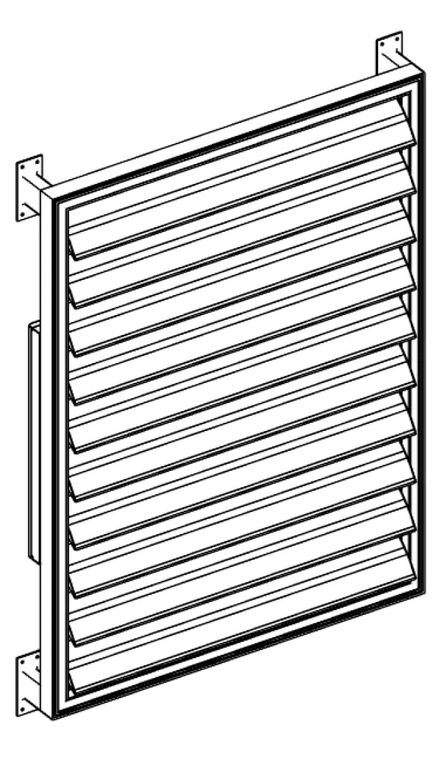 3D Model | Motorised 200mm Maxi Louvres - Horizontal Panel in Stand-Off Structural Frame 