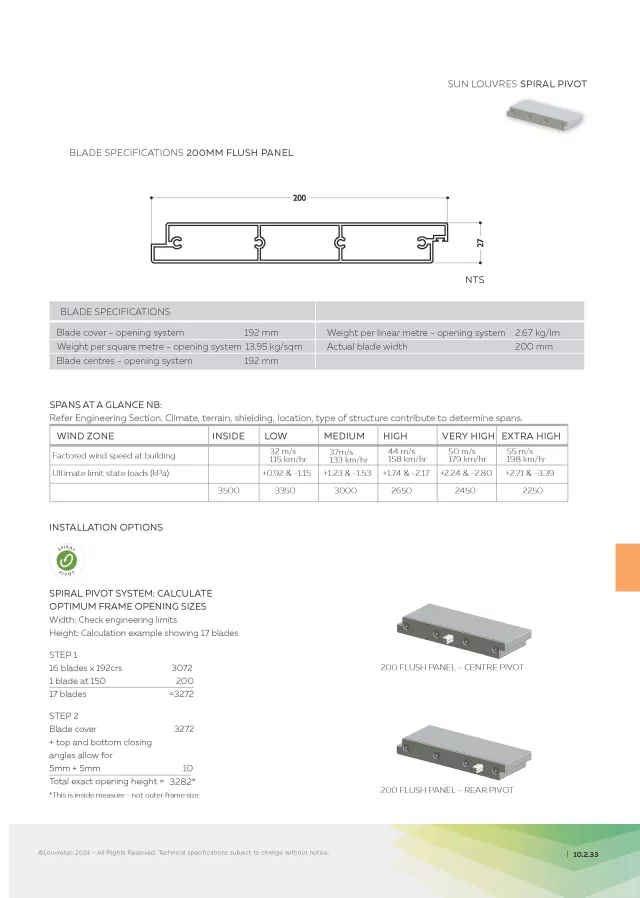 200mm Rectangular Flush Panel Louvre