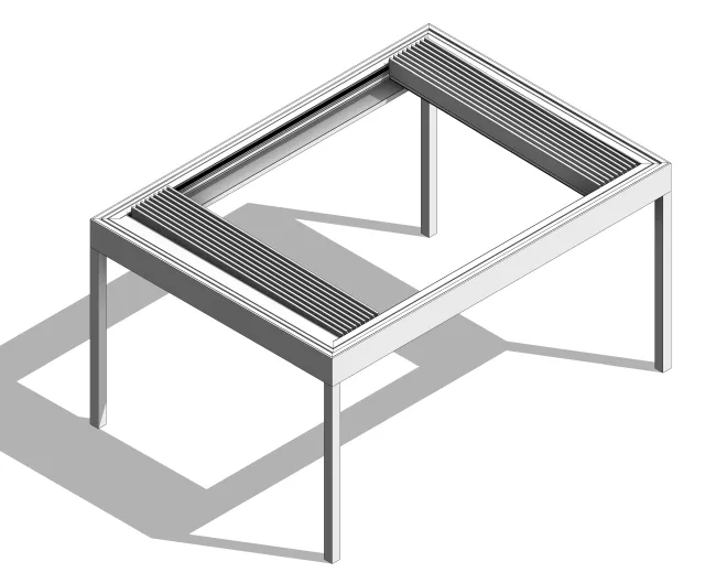 220/35 Slimline Retract Roof, 4 Sides, Blades to both Sides, Even Number of Blades