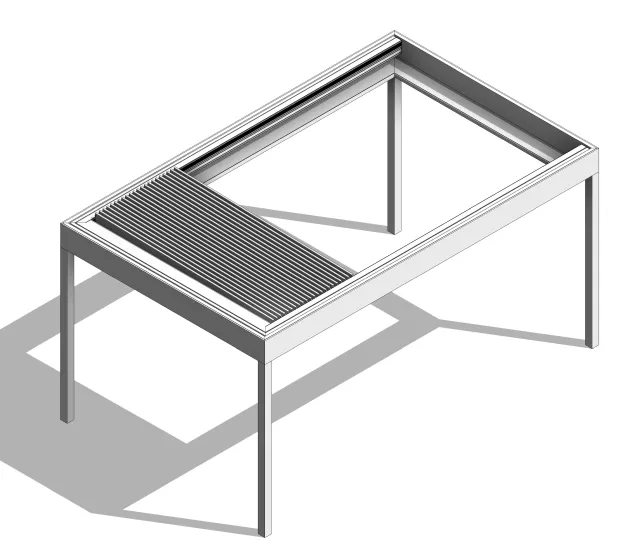 220/35 Slimline Retract Roof, 3 Sides, Fitted in to 4 Sided Frame, Blades to One Side