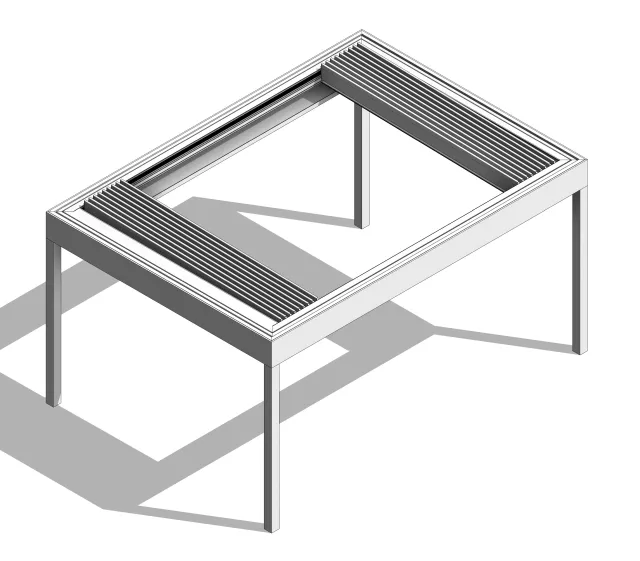 220/45 Alpine Retract Roof, 4 Sides, Blades to both Sides, Even Number of Blades