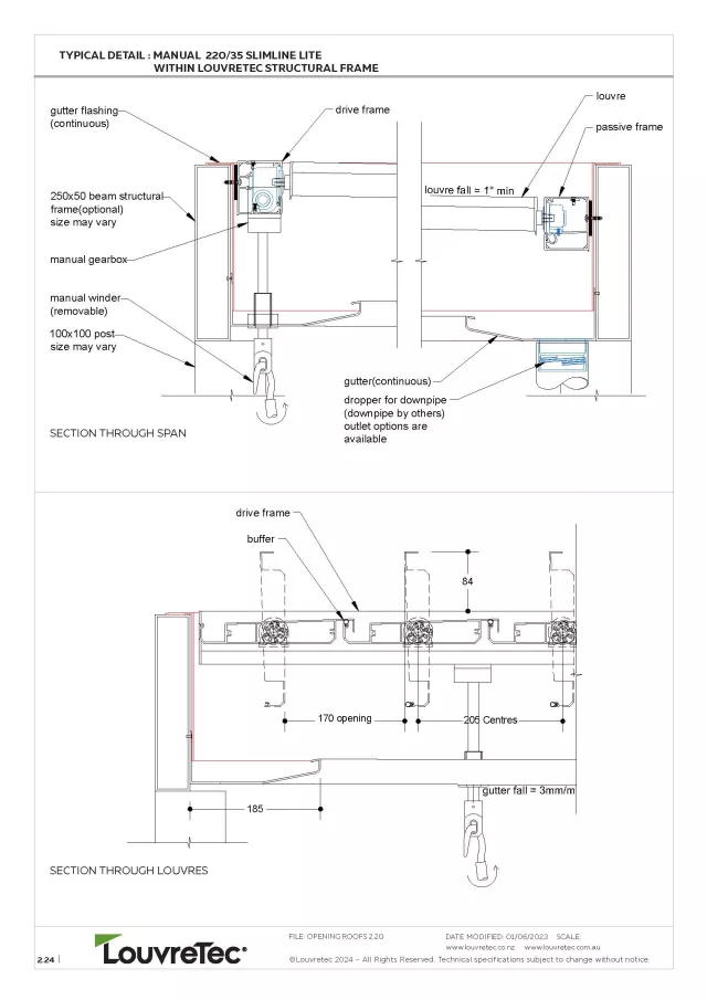 2D Typical Detail_220/35 Slimline Roof_Hand Op | DM 2.30