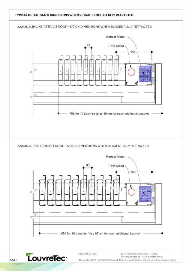 Stack Dimensions of a Retracted Roof | DM 3.36