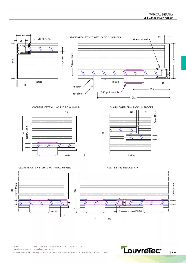 2D Typical Detail_4 Panel Track Options | DM 5.15