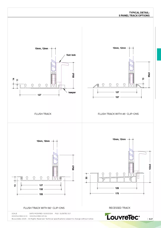 2D Typical Detail_5 Panel Track Options | DM 5.17