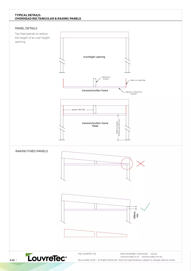 Slidetec Fixed Glazed Panel - Overhead Rectangular and Raking | DM 5.32