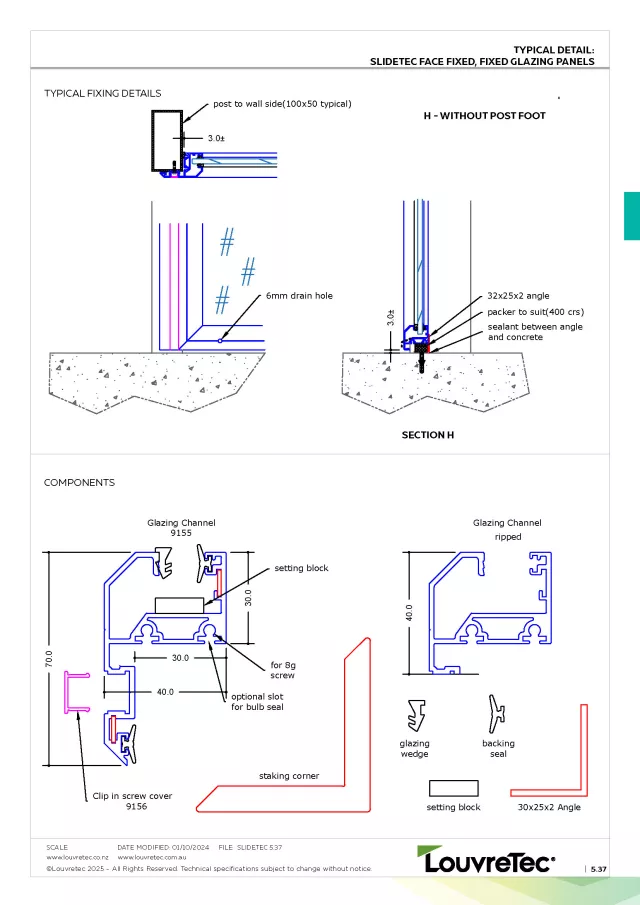 Slidetec Fixed Glazed Panel - Face Fixed | DM 5.37