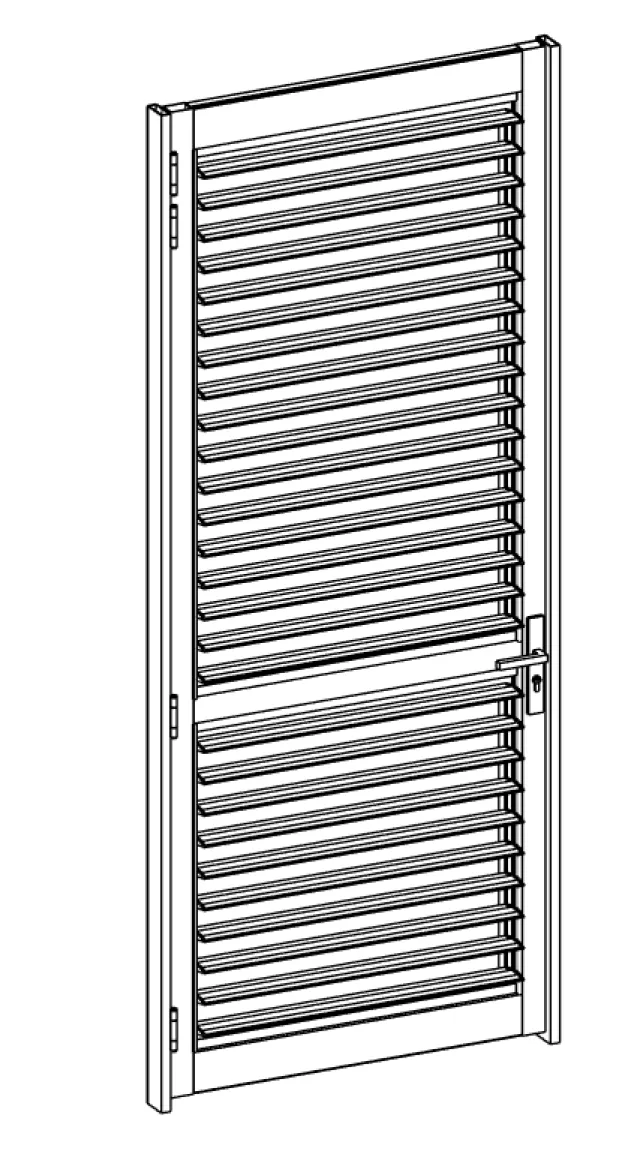 3D Model | Heavy Duty Hinged Door with 90mm Hand Operable Louvre Infills