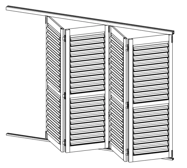 3D Model | Bifold Doors with 95 Bella Vista Heavy Louvres