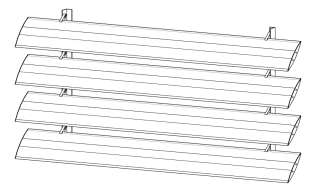 3D Model | 300 Maxi Louvre Bracket Fixed - Horizontal Louvres