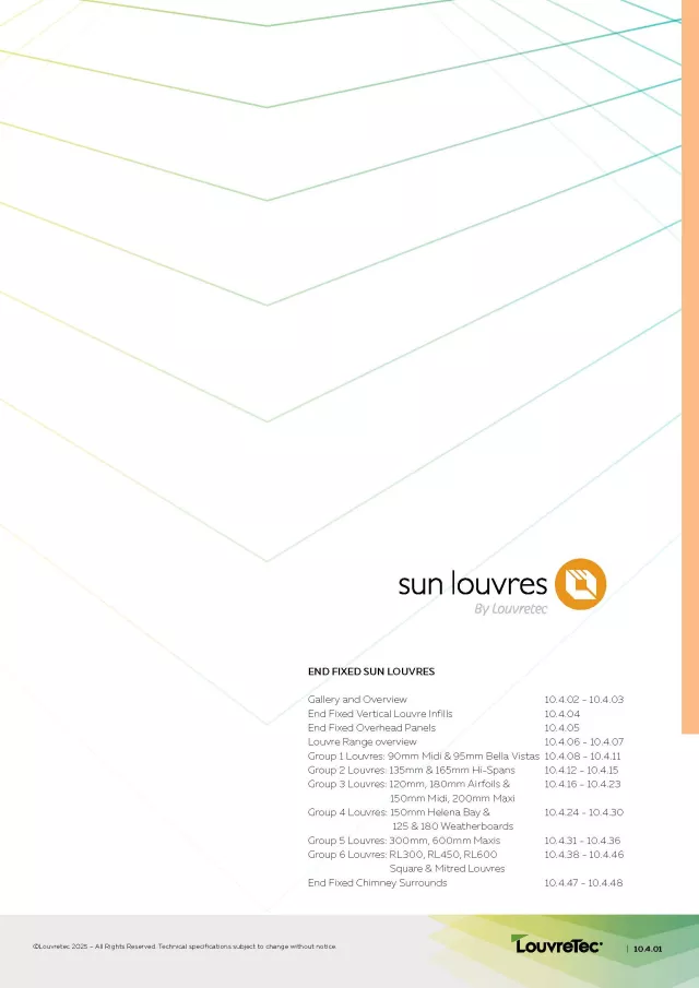 Sun Louvres End Fixed Design Manual Section