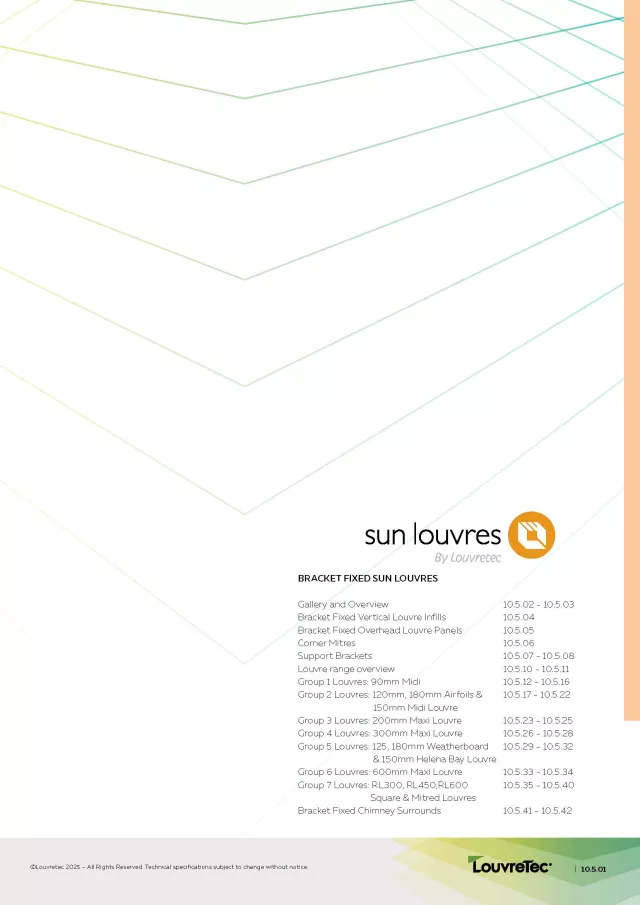 Sun Louvres Bracket Fixed Design Manual Section