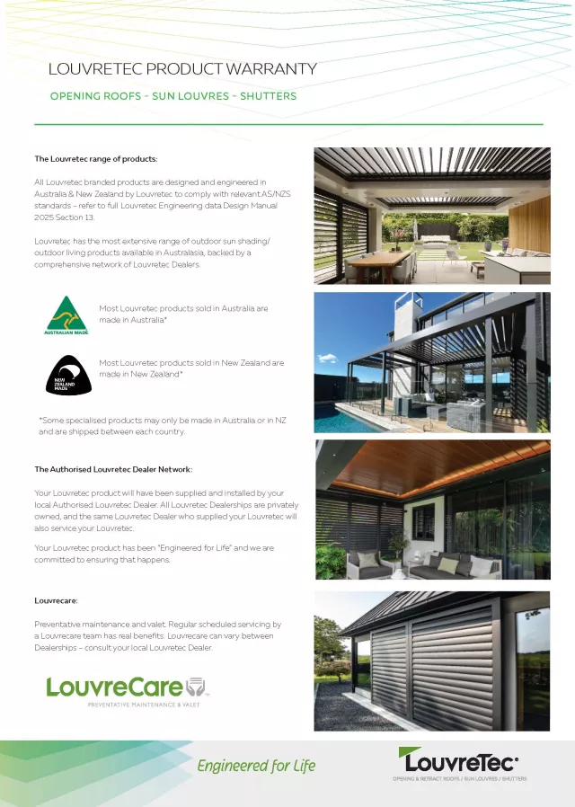 Sun Louvres Warranty
