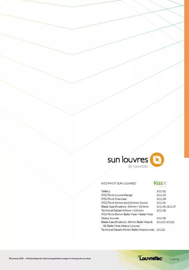 Sun Louvres KISS Pivot Hand Adj. Louvres Design Manual Section