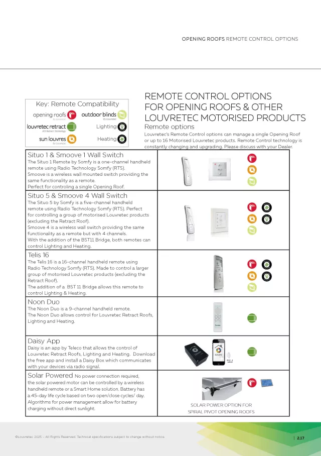 Opening Roof Remote Control Options | DM 2.17-2.18