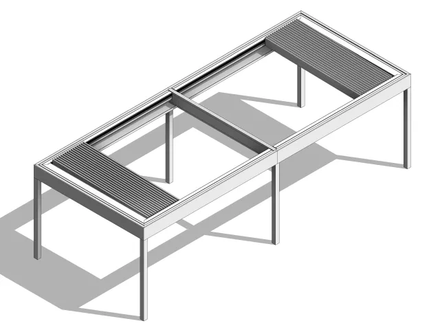 220/35 Slimline Lite Retract Roofs x 2 of with Internal Beam in between, 4 Sides, Blades to Both Sides