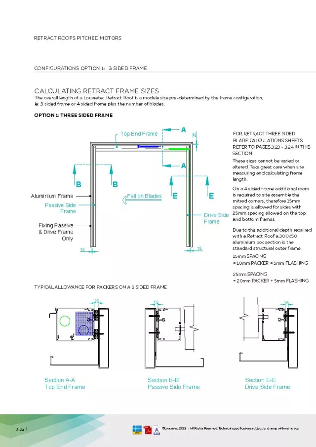 3 Sided Retract Frame - Calculating Frame Size | DM 3.24-3.26