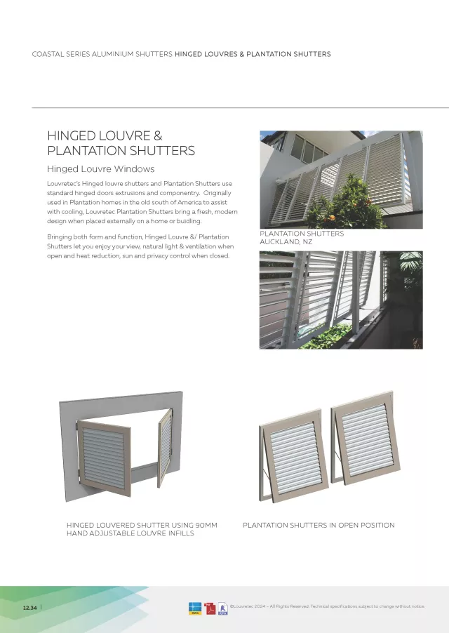 Hinged Plantation/Awning Shutters | Design Manual pgs 11.34-11.35