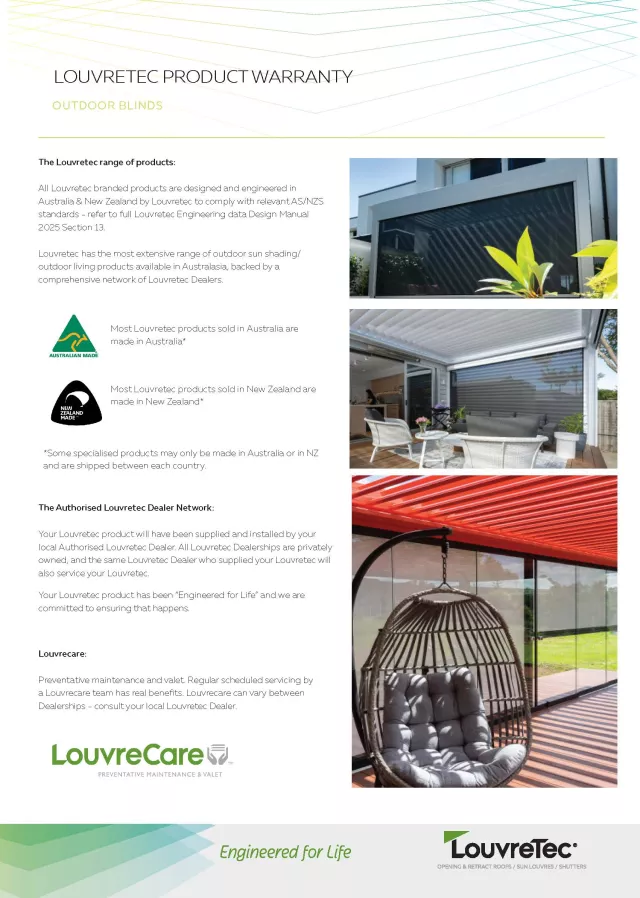Outdoor Blinds Warranty
