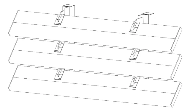 3D Model | RL300 Square Louvre Bracket Fixed - Horizontal Louvres