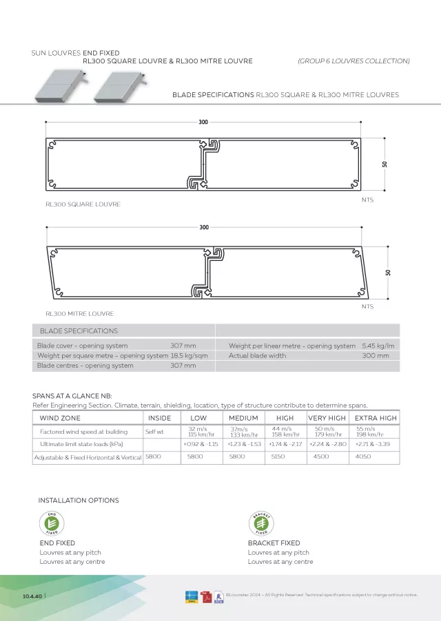 RL300 Square & RL300 Mitre Louvres