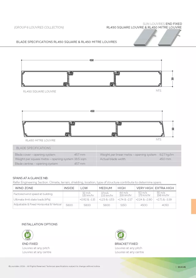 RL 450 Square & RL450 Mitre Louvres