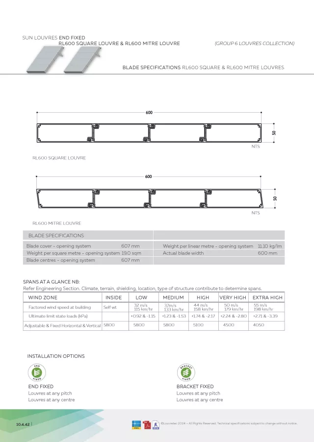 RL600 Square & RL600 Mitre Louvres 