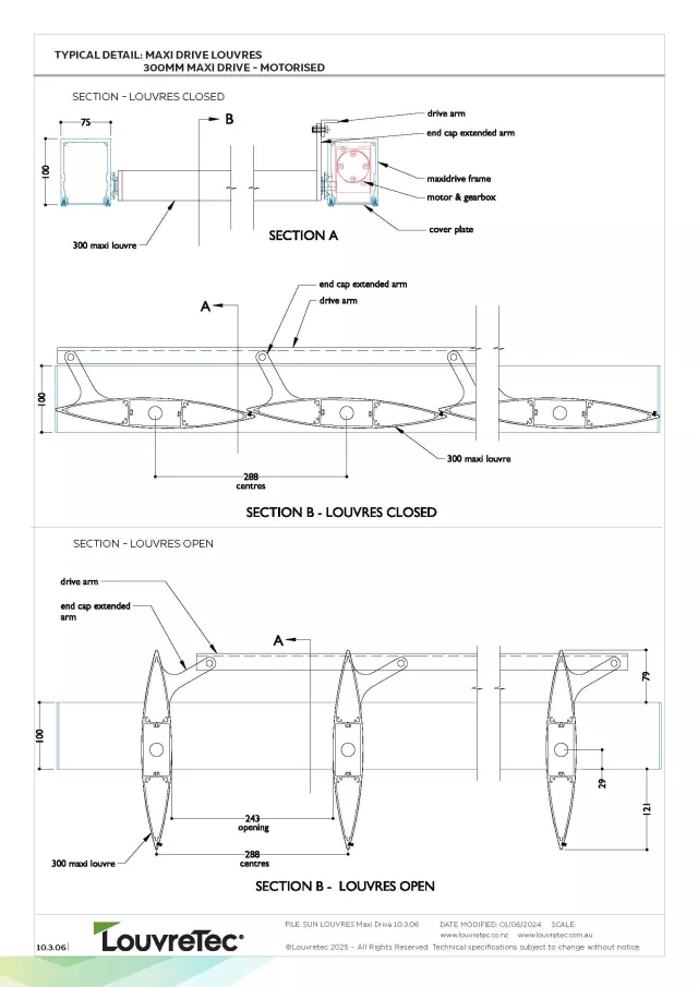 2D DWG | 300mm Maxi Drive Louvre Panel - Motorised | DM 10.3.06