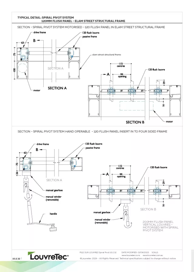 Compatible Louvre | 120mm Flush Rectangular_Motorised & Hand Op | DM 10.2.30