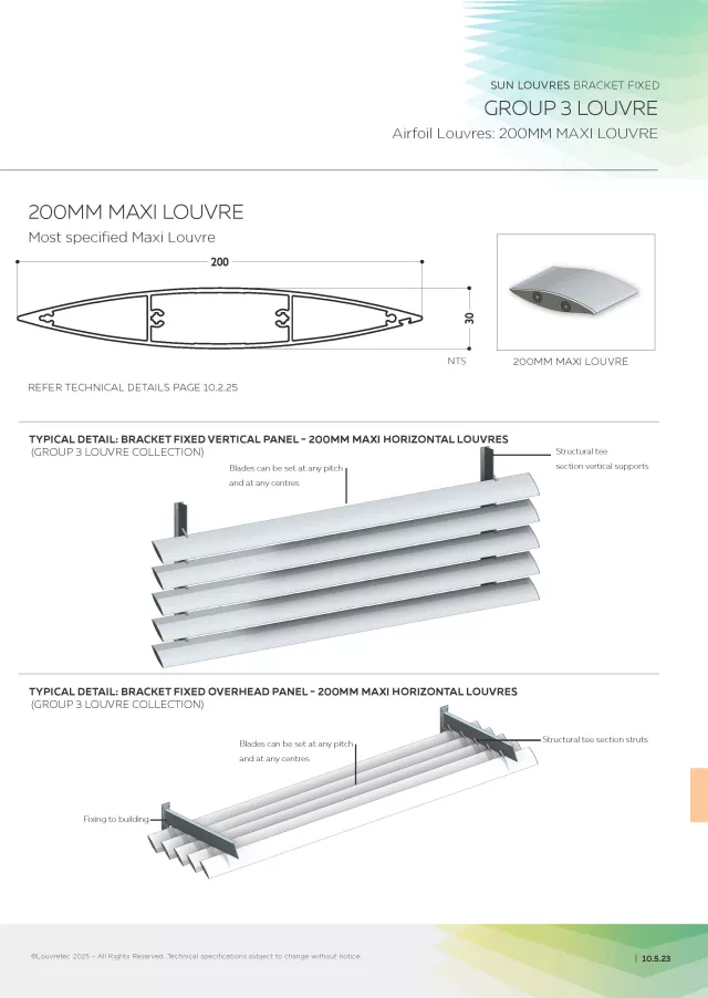 Bracket Fixed 200mm Maxi Louvre Panel | DM 10.5.23-10.5.25