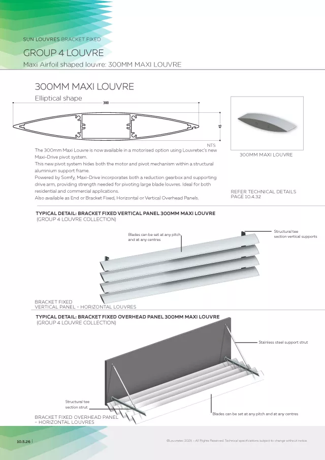 Bracket Fixed 300mm Maxi Louvre Panel | DM 10.5.26-10.5.28
