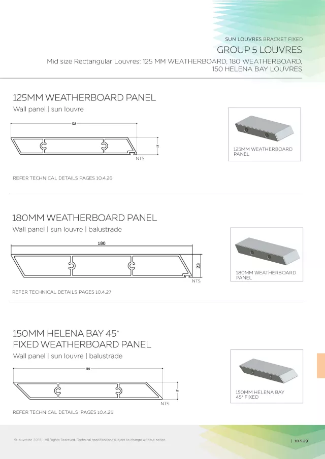 Bracket Fixed 125mm Weatherboard, 180mm Weatherboard, 150 Helena Bay Louvre Panel | DM 10.5.29-10.5.32