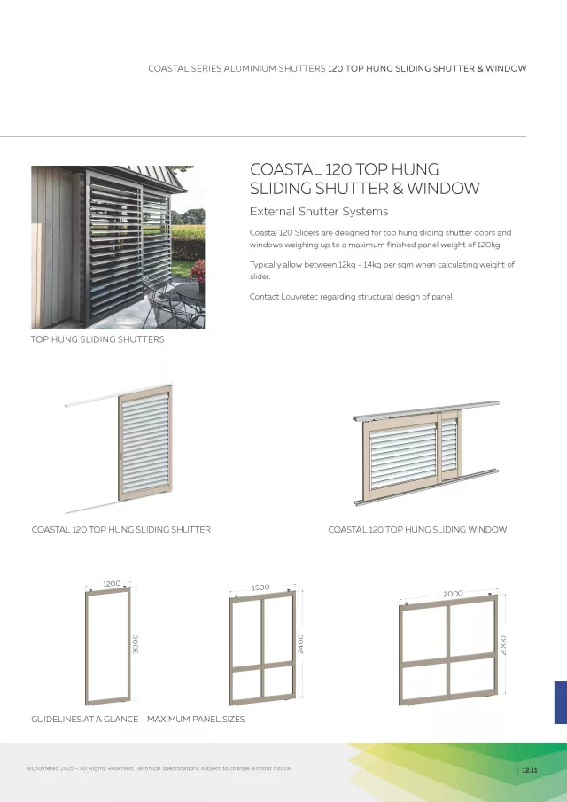 Coastal 250 Top Hung Sliding Shutters & Window | DM 12.14-12.16