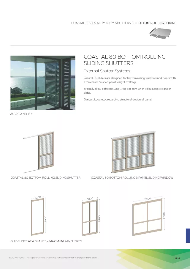 Coastal 80 and Coastal 250 Bottom Rolling Sliding Shutters | DM 12.17 - 12.20