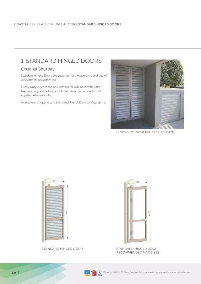 Standard Hinged Louvre Doors | DM 12.28 & 12.30
