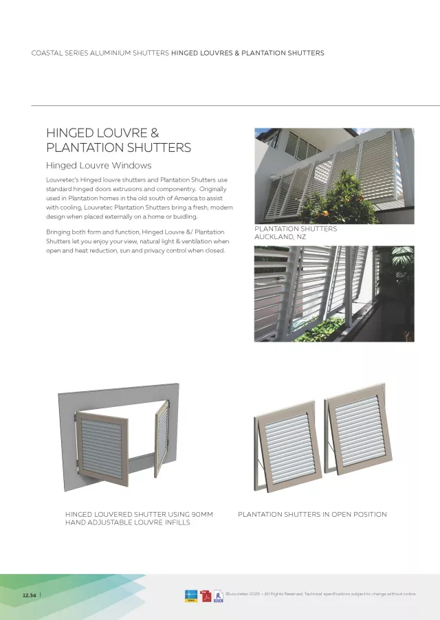 Hinged Louvre & Plantation Shutters | DM 12.34 -12.35
