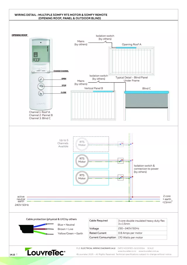 Multiple Somfy RTS Motors & Somfy Remote (Opening Roof, Panel & Outdoor Blind) | DM 14.12